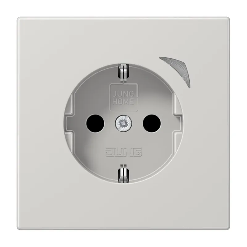 Jung SCHUKO Steckdose, 16 A 250 V ~, Schraubklemmen, mit Funktionsanzeige, SAFETY+, Thermoplast, Serie LS, lichtgra BTLS1521SELG