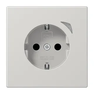 Jung SCHUKO Steckdose, 16 A 250 V ~, Schraubklemmen, mit Funktionsanzeige, SAFETY+, Thermoplast, Serie LS, lichtgra BTLS1521SELG