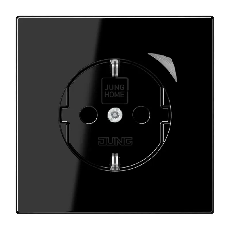 Jung SCHUKO Steckdose, 16 A 250 V ~, Schraubklemmen, mit Funktionsanzeige, SAFETY+, Thermoplast, Serie LS, schwarz BTLS1521SSW