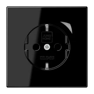 Jung SCHUKO Steckdose, 16 A 250 V ~, Schraubklemmen, mit Funktionsanzeige, SAFETY+, Thermoplast, Serie LS, schwarz BTLS1521SESW