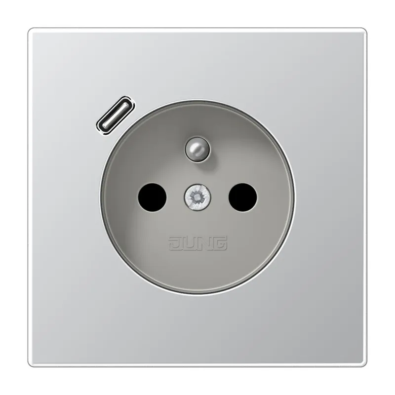 Jung Steckdose, französisch/belgisches System 16 A 250 V ~, mit USB-Ladegerät 1 x Typ C, SAFETY+, Serie LS, Alumini AL1520F-18C