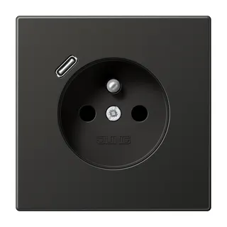 Jung Steckdose, französisch/belgisches System 16 A 250 V ~, mit USB-Ladegerät 1 x Typ C, SAFETY+, Serie LS, anthraz AL1520F-18CAN