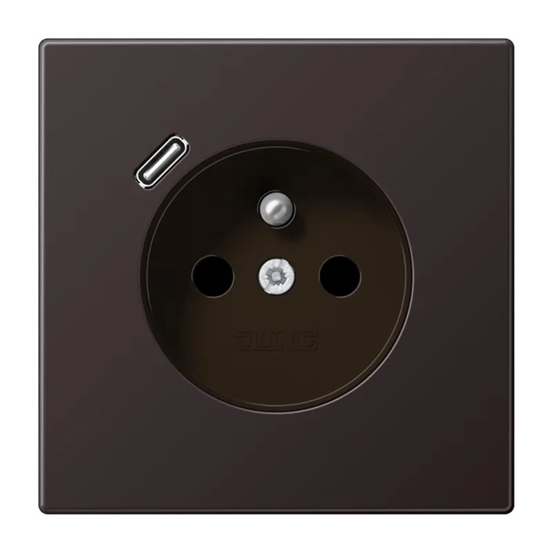 Jung Steckdose, französisch/belgisches System 16 A 250 V ~, mit USB-Ladegerät 1 x Typ C, SAFETY+, Serie LS, dark (l AL1520F-18CD