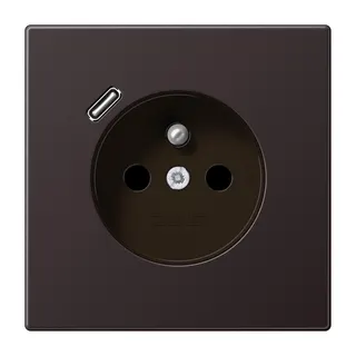 Jung Steckdose, französisch/belgisches System 16 A 250 V ~, mit USB-Ladegerät 1 x Typ C, SAFETY+, Serie LS, dark (l AL1520F-18CD