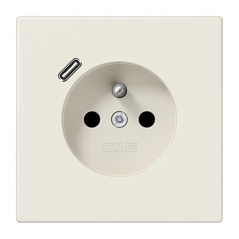 Jung Steckdose, französisch/belgisches System 16 A 250 V ~, mit USB-Ladegerät 1 x Typ C, SAFETY+, Serie LS, weiß LS1520F-18C