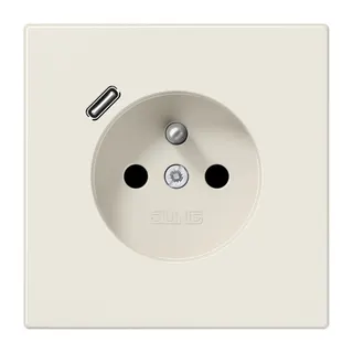 Jung Steckdose, französisch/belgisches System 16 A 250 V ~, mit USB-Ladegerät 1 x Typ C, SAFETY+, Serie LS, weiß LS1520F-18C