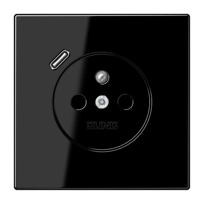 Jung Steckdose, französisch/belgisches System 16 A 250 V ~, mit USB-Ladegerät 1 x Typ C, SAFETY+, Serie LS, schwarz LS1520F-18CSW
