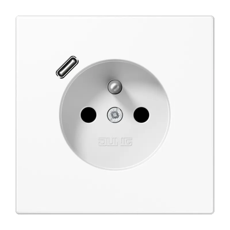 Jung Steckdose, französisch/belgisches System 16 A 250 V ~, mit USB-Ladegerät 1 x Typ C, SAFETY+, Serie LS, alpinwe LS1520F-18CWW