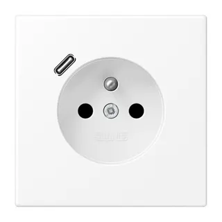 Jung Steckdose, französisch/belgisches System 16 A 250 V ~, mit USB-Ladegerät 1 x Typ C, SAFETY+, Serie LS, schneew LS1520F-18CWWM