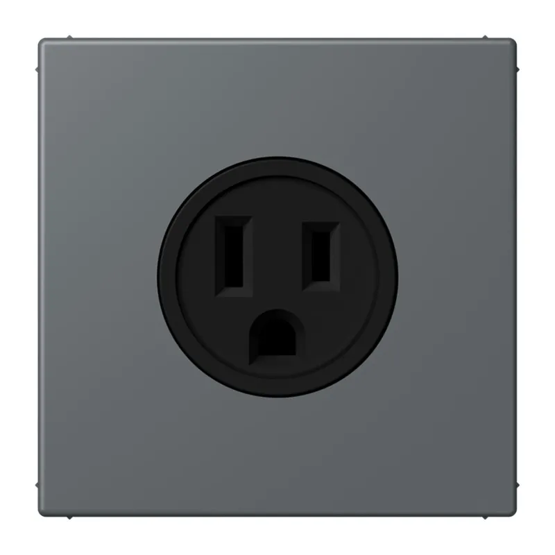 Jung Steckdose, US-Norm NEMA, 15 A 125 V ~, Schraubklemmen, ohne Krallen, Thermoplast lackiert, Serie LS, gris foncé 31 LC521-15202