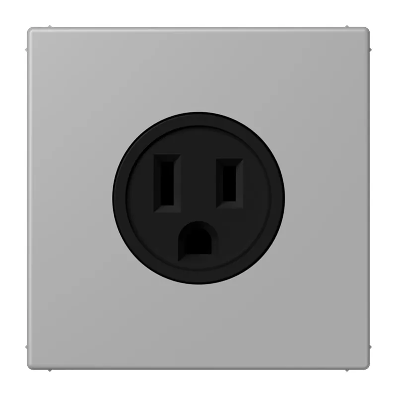 Jung Steckdose, US-Norm NEMA, 15 A 125 V ~, Schraubklemmen, ohne Krallen, Thermoplast lackiert, Serie LS, gris moyen LC521-15204