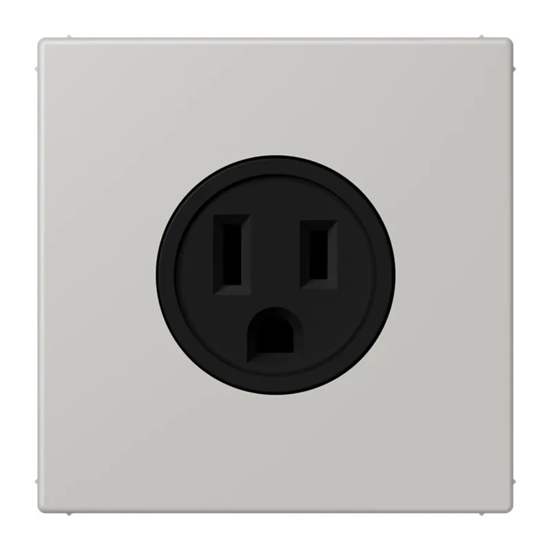 Jung Steckdose, US-Norm NEMA, 15 A 125 V ~, Schraubklemmen, ohne Krallen, Thermoplast lackiert, Serie LS, gris clair 31 LC521-15205