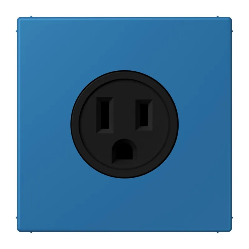 Jung Steckdose, US-Norm NEMA, 15 A 125 V ~, Schraubklemmen, ohne Krallen, Thermoplast lackiert, Serie LS, bleu céruléen 31 LC521-15211
