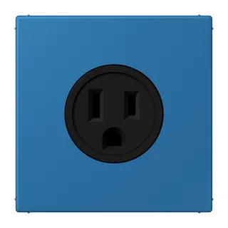 Jung Steckdose, US-Norm NEMA, 15 A 125 V ~, Schraubklemmen, ohne Krallen, Thermoplast lackiert, Serie LS, bleu céruléen 31 LC521-15211