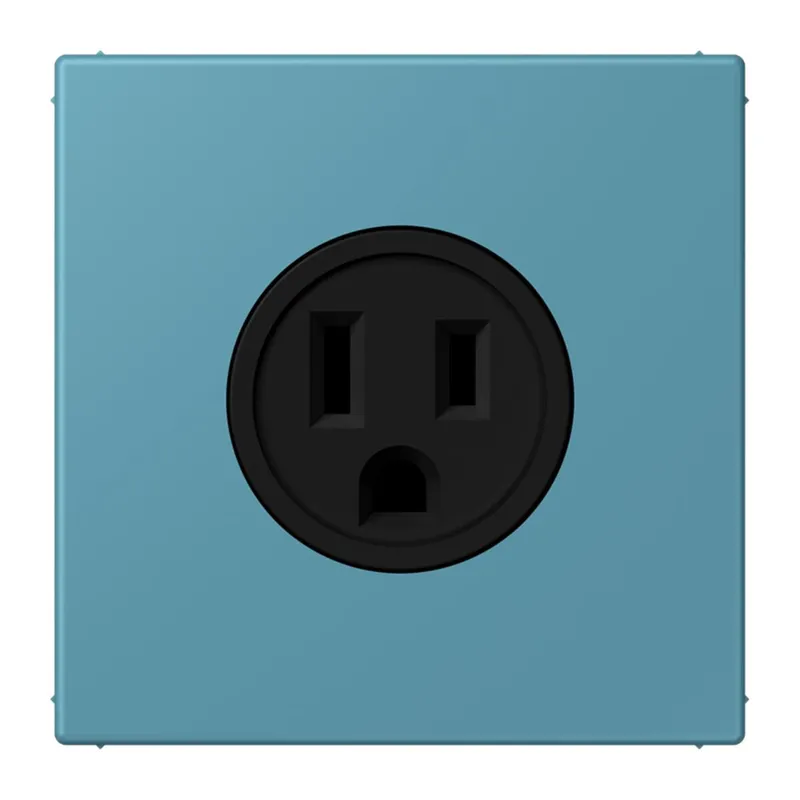Jung Steckdose, US-Norm NEMA, 15 A 125 V ~, Schraubklemmen, ohne Krallen, Thermoplast lackiert, Serie LS, céruléen vif LC521-15212