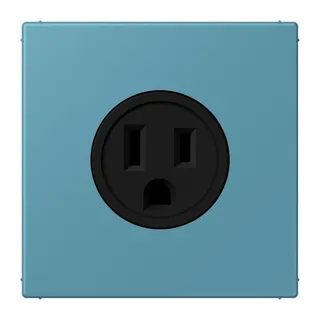 Jung Steckdose, US-Norm NEMA, 15 A 125 V ~, Schraubklemmen, ohne Krallen, Thermoplast lackiert, Serie LS, céruléen vif LC521-15212