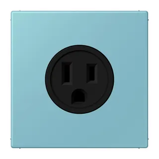 Jung Steckdose, US-Norm NEMA, 15 A 125 V ~, Schraubklemmen, ohne Krallen, Thermoplast lackiert, Serie LS, céruléen moyen LC521-15213