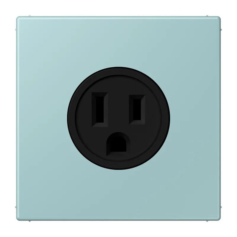 Jung Steckdose, US-Norm NEMA, 15 A 125 V ~, Schraubklemmen, ohne Krallen, Thermoplast lackiert, Serie LS, céruléen clair LC521-15214
