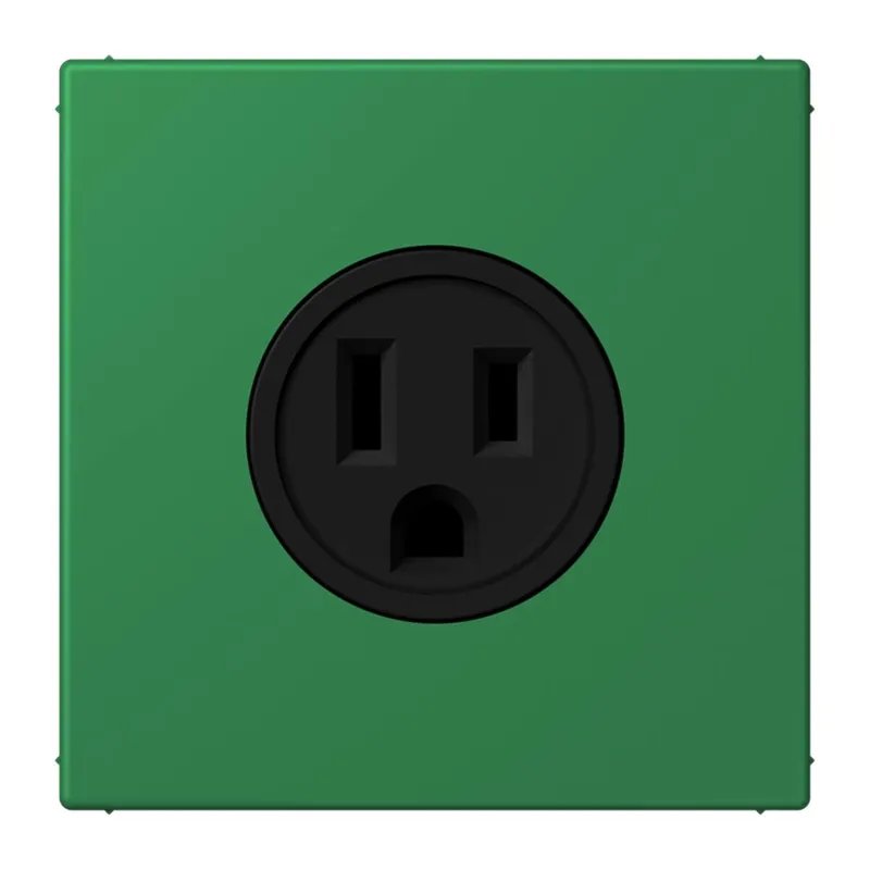 Jung Steckdose, US-Norm NEMA, 15 A 125 V ~, Schraubklemmen, ohne Krallen, Thermoplast lackiert, Serie LS, vert foncé LC521-15219