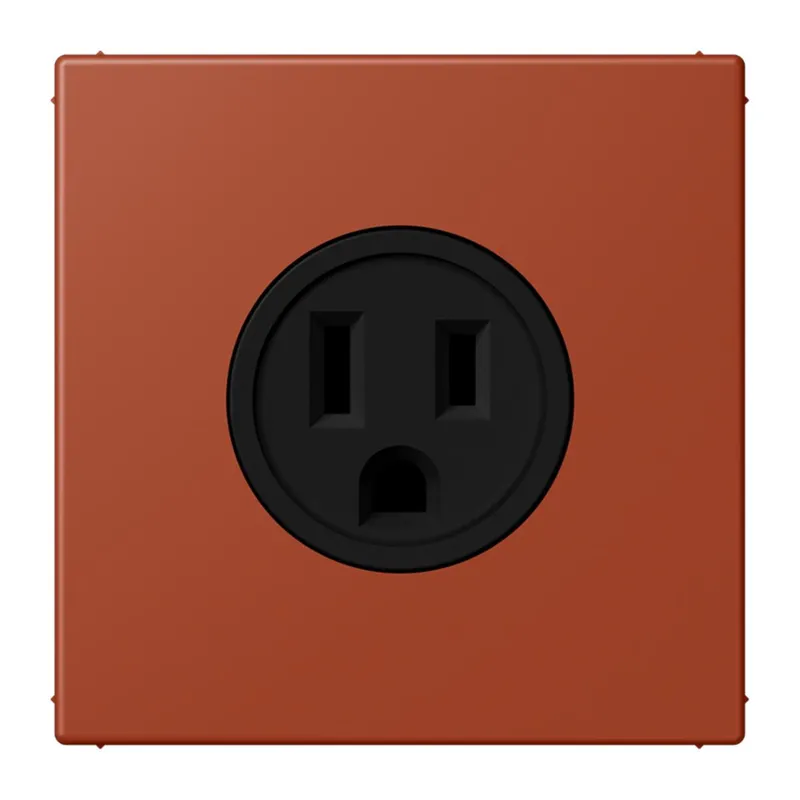 Jung Steckdose, US-Norm NEMA, 15 A 125 V ~, Schraubklemmen, ohne Krallen, Thermoplast lackiert, Serie LS, l'ocre rouge LC521-15232