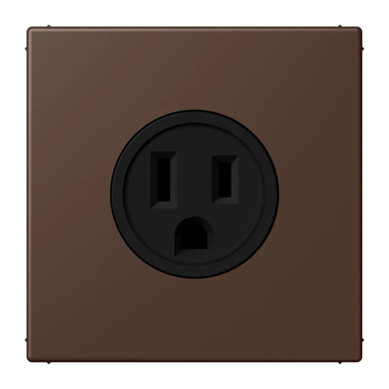 Jung Steckdose, US-Norm NEMA, 15 A 125 V ~, Schraubklemmen, ohne Krallen, Thermoplast lackiert, Serie LS, terre d'ombre br?lée 31 LC521-15239