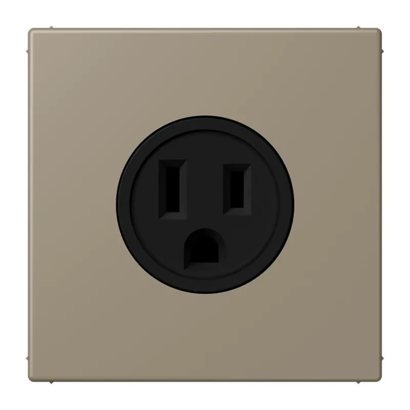 Jung Steckdose, US-Norm NEMA, 15 A 125 V ~, Schraubklemmen, ohne Krallen, Thermoplast lackiert, Serie LS, ombre naturelle moyenne LC521-15242