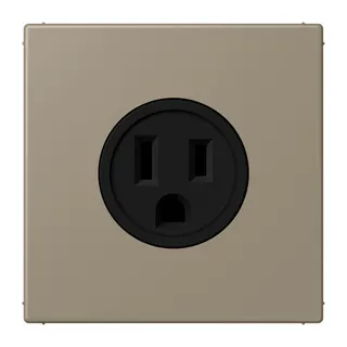 Jung Steckdose, US-Norm NEMA, 15 A 125 V ~, Schraubklemmen, ohne Krallen, Thermoplast lackiert, Serie LS, ombre naturelle moyenne LC521-15242