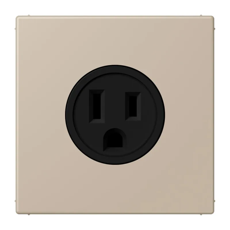 Jung Steckdose, US-Norm NEMA, 15 A 125 V ~, Schraubklemmen, ohne Krallen, Thermoplast lackiert, Serie LS, ombre naturelle claire LC521-15243