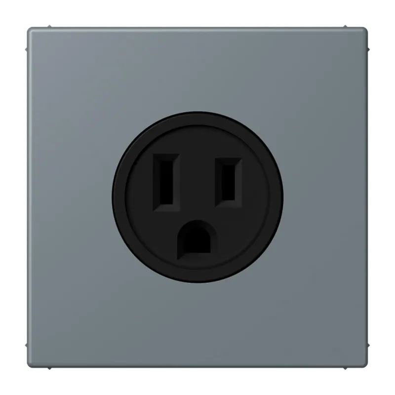 Jung Steckdose, US-Norm NEMA, 15 A 125 V ~, Schraubklemmen, ohne Krallen, Thermoplast lackiert, Serie LS, gris 59 LC521-15251