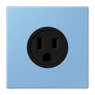 Jung Steckdose, US-Norm NEMA, 15 A 125 V ~, Schraubklemmen, ohne Krallen, Thermoplast lackiert, Serie LS, bleu céruléen 59 LC521-15256