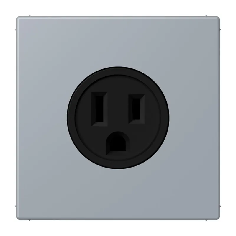 Jung Steckdose, US-Norm NEMA, 15 A 125 V ~, Schraubklemmen, ohne Krallen, Thermoplast lackiert, Serie LS, gris clair 59 LC521-15257