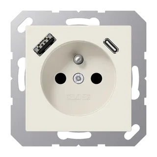 Jung Steckdose, französisch/belgisches System 16 A 250 V ~, mit USB-Ladegerät 1 x Typ A + 1 x Typ C, SAFETY+, Serie A1520F-15CA