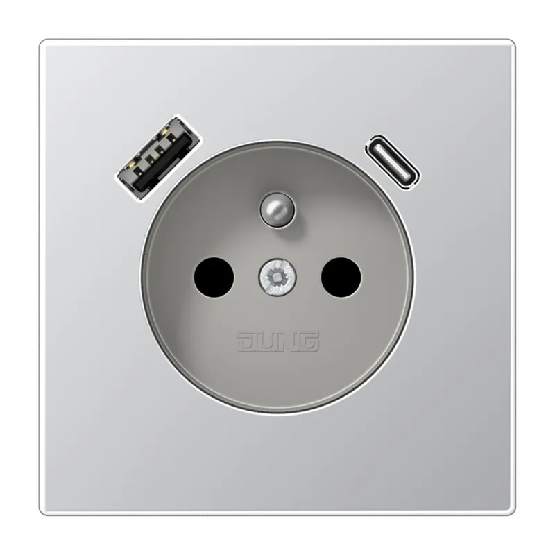 Jung Steckdose, französisch/belgisches System 16 A 250 V ~, mit USB-Ladegerät 1 x Typ A + 1 x Typ C, SAFETY+, Serie AL1520F-15CA