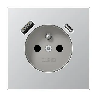 Jung Steckdose, französisch/belgisches System 16 A 250 V ~, mit USB-Ladegerät 1 x Typ A + 1 x Typ C, SAFETY+, Serie AL1520F-15CA
