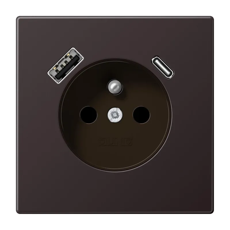 Jung Steckdose, französisch/belgisches System 16 A 250 V ~, mit USB-Ladegerät 1 x Typ A + 1 x Typ C, SAFETY+, Serie AL1520F-15CAD