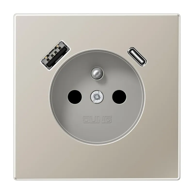 Jung Steckdose, französisch/belgisches System 16 A 250 V ~, mit USB-Ladegerät 1 x Typ A + 1 x Typ C, SAFETY+, Serie ES1520F-15CA