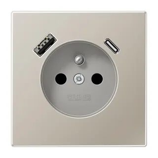 Jung Steckdose, französisch/belgisches System 16 A 250 V ~, mit USB-Ladegerät 1 x Typ A + 1 x Typ C, SAFETY+, Serie ES1520F-15CA