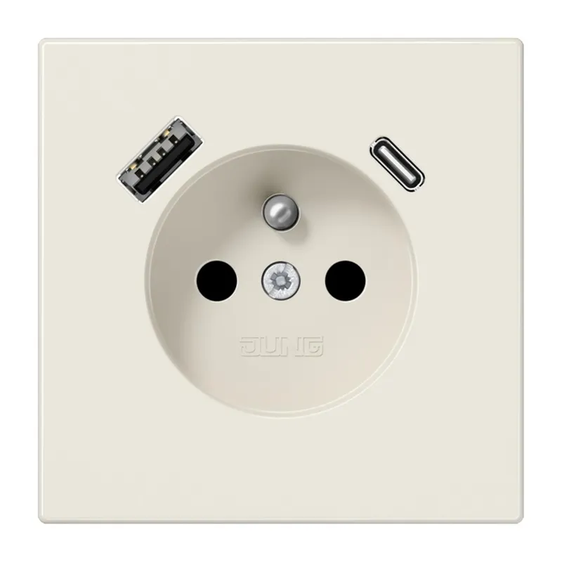 Jung Steckdose, französisch/belgisches System 16 A 250 V ~, mit USB-Ladegerät 1 x Typ A + 1 x Typ C, SAFETY+, Serie LS1520F-15CA