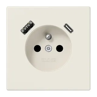 Jung Steckdose, französisch/belgisches System 16 A 250 V ~, mit USB-Ladegerät 1 x Typ A + 1 x Typ C, SAFETY+, Serie LS1520F-15CA