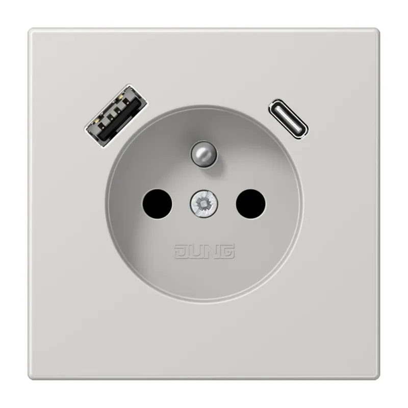 Jung Steckdose, französisch/belgisches System 16 A 250 V ~, mit USB-Ladegerät 1 x Typ A + 1 x Typ C, SAFETY+, Serie LS1520F-15CALG