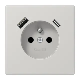 Jung Steckdose, französisch/belgisches System 16 A 250 V ~, mit USB-Ladegerät 1 x Typ A + 1 x Typ C, SAFETY+, Serie LS1520F-15CALG