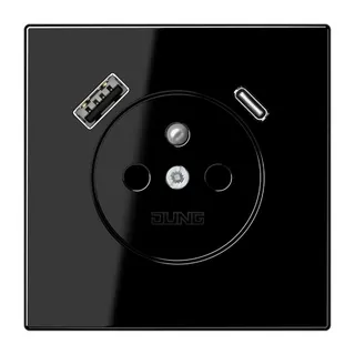 Jung Steckdose, französisch/belgisches System 16 A 250 V ~, mit USB-Ladegerät 1 x Typ A + 1 x Typ C, SAFETY+, Serie LS1520F-15CASW