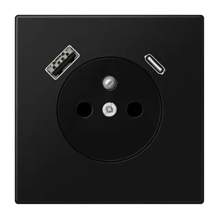 Jung Steckdose, französisch/belgisches System 16 A 250 V ~, mit USB-Ladegerät 1 x Typ A + 1 x Typ C, SAFETY+, Serie LS1520F-15CASWM