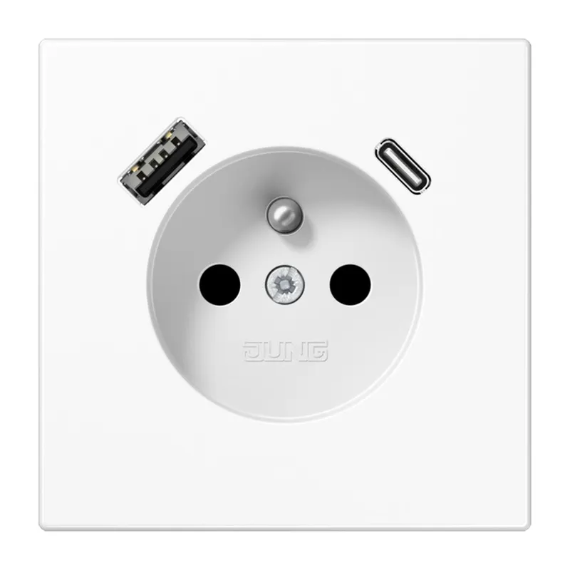 Jung Steckdose, französisch/belgisches System 16 A 250 V ~, mit USB-Ladegerät 1 x Typ A + 1 x Typ C, SAFETY+, Serie LS1520F-15CAWW