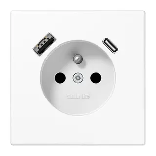 Jung Steckdose, französisch/belgisches System 16 A 250 V ~, mit USB-Ladegerät 1 x Typ A + 1 x Typ C, SAFETY+, Serie LS1520F-15CAWW