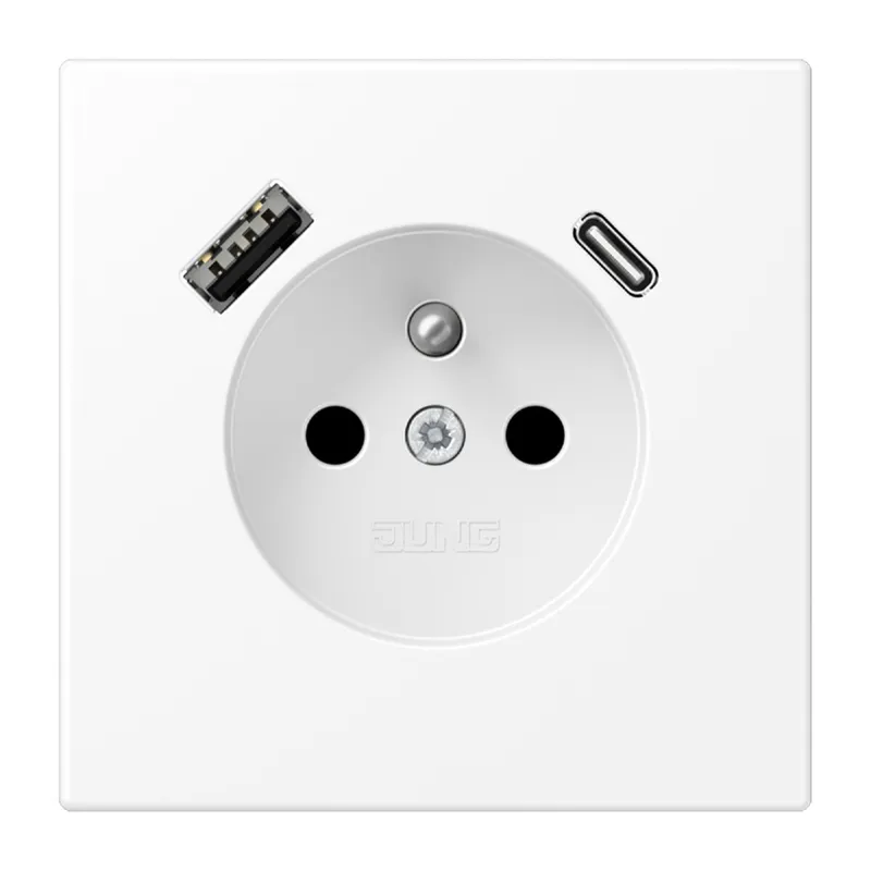 Jung Steckdose, französisch/belgisches System 16 A 250 V ~, mit USB-Ladegerät 1 x Typ A + 1 x Typ C, SAFETY+, Serie LS1520F-15CAWWM