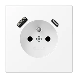 Jung Steckdose, französisch/belgisches System 16 A 250 V ~, mit USB-Ladegerät 1 x Typ A + 1 x Typ C, SAFETY+, Serie LS1520F-15CAWWM