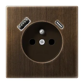 Jung Steckdose, französisch/belgisches System 16 A 250 V ~, mit USB-Ladegerät 1 x Typ A + 1 x Typ C, SAFETY+, Serie ME1520F-15CAAT