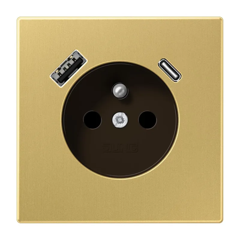 Jung Steckdose, französisch/belgisches System 16 A 250 V ~, mit USB-Ladegerät 1 x Typ A + 1 x Typ C, SAFETY+, Serie ME1520F-15CAC