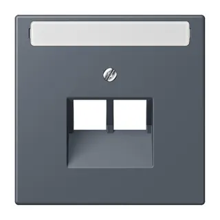 Jung Abdeckung für IAE/UAE-Anschlussdosen 2 x 8-polig, mit Schriftfeld, Thermoplast lackiert, Serie LS, gris fonce 59 LC969-2NAUA262